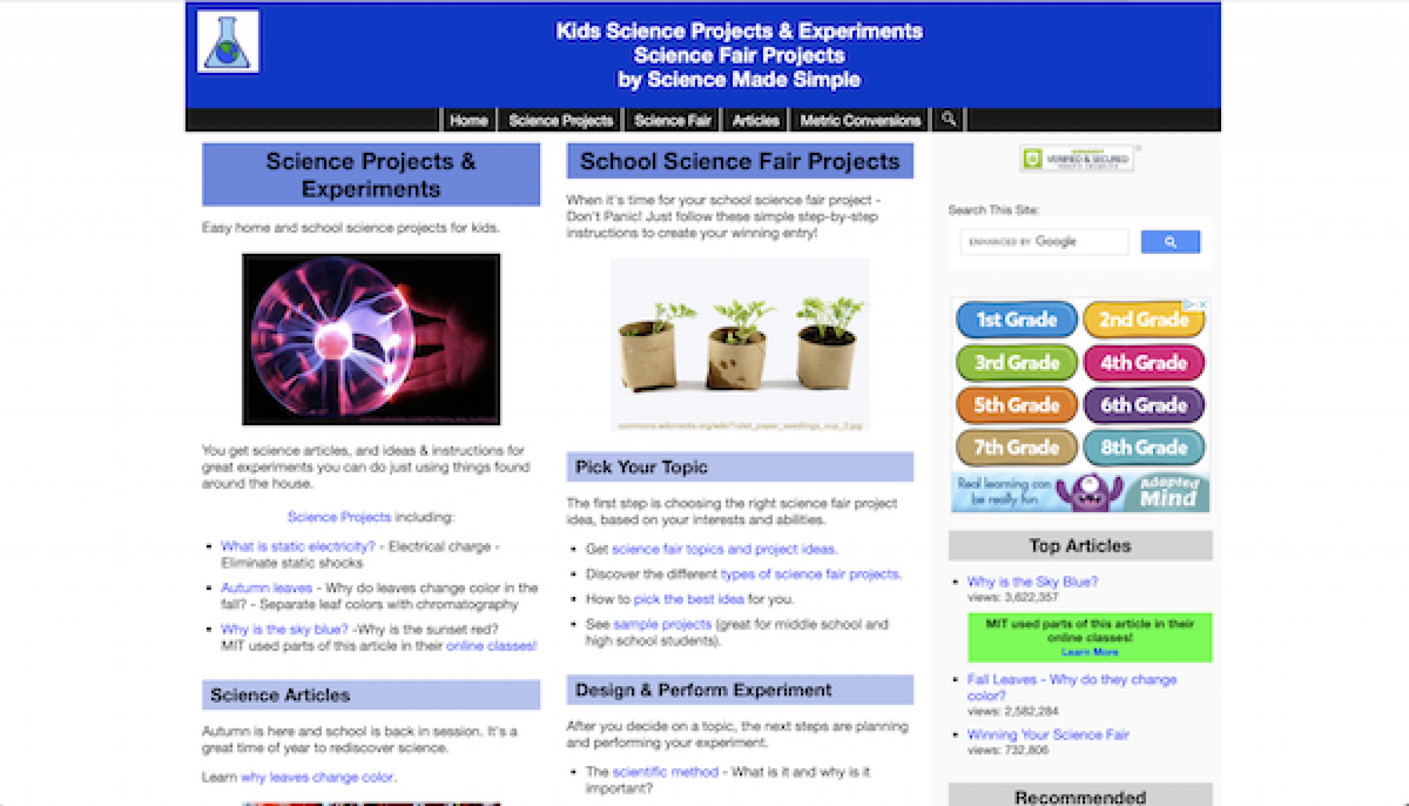 websites for articles science
